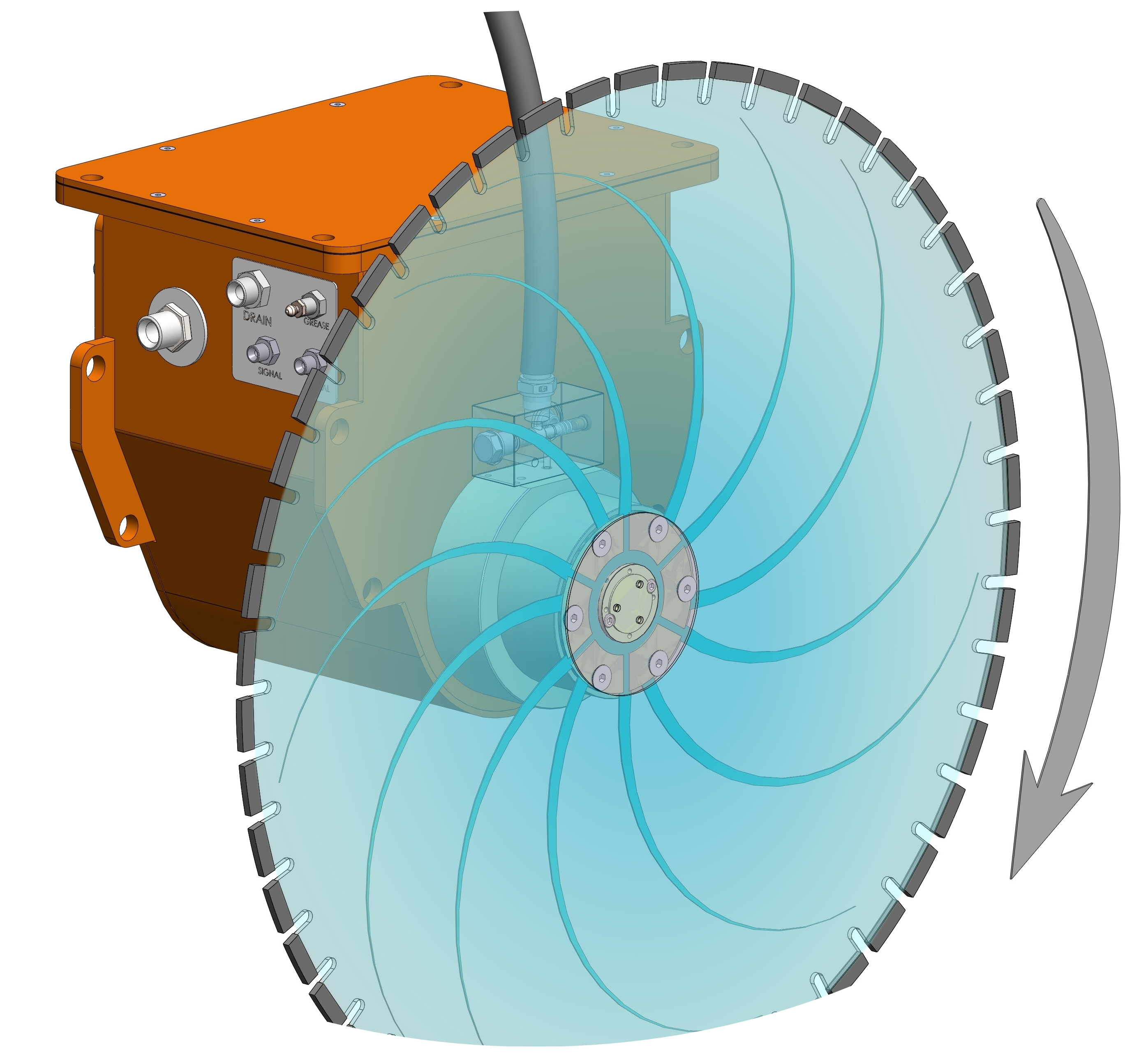 reversible blade spin for rock saws